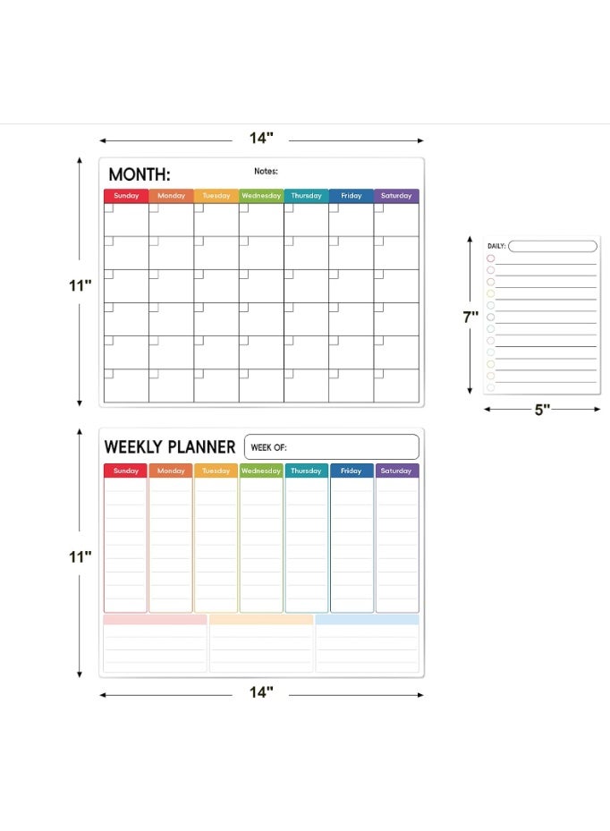 Arabest 3 Pack Dry Erase Magnetic Calendar for Refrigerator - Monthly, Weekly, Daily Calendar With 6 Markers - Magnet Fridge Whiteboard for Reminder, Menu Meal Planner, Shopping, To Do List - Style 1 - Image 3